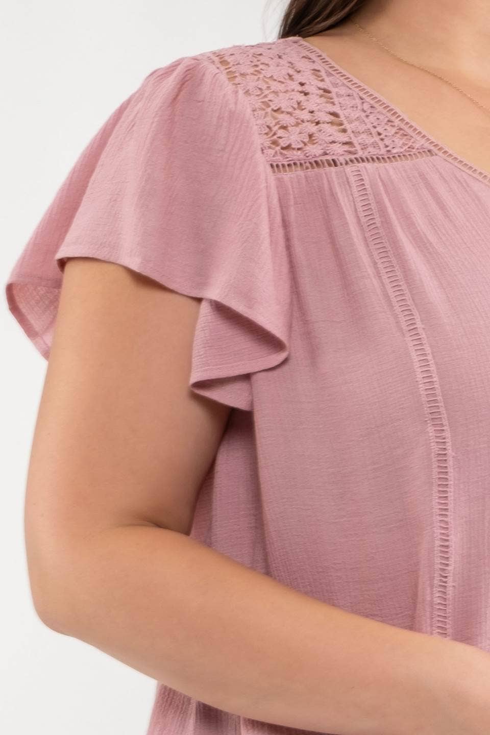 Curvy eyelet Ruffle Sleeve Top