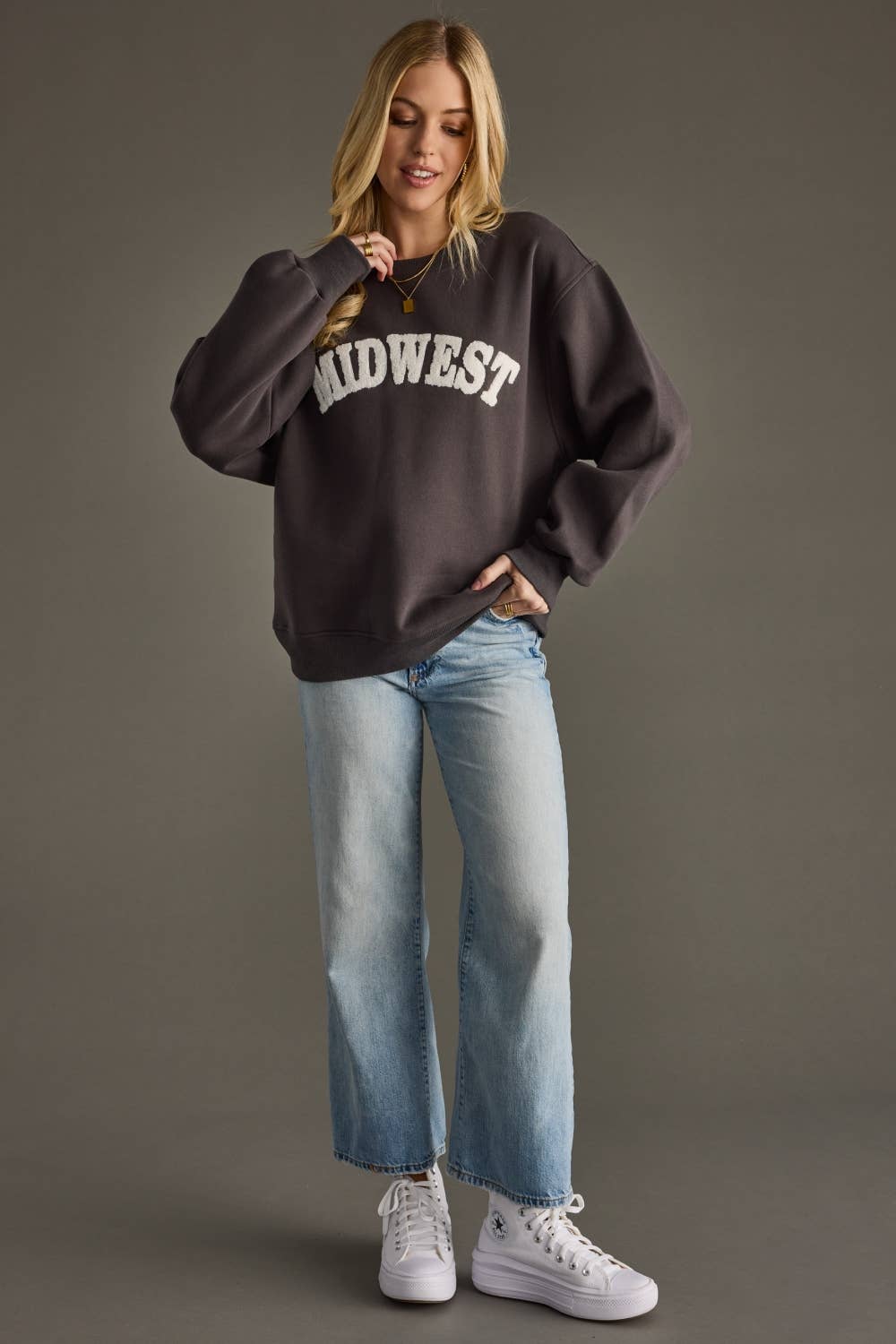 Dark Gray & White Midwest Sweatshirt