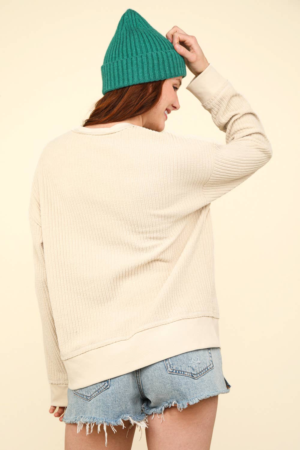 Curvy Oversized Soft Textured Knit Top: MOCHA