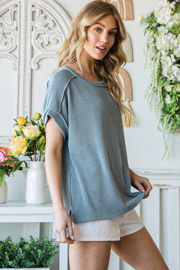 SOLID RIB TUNIC TOP