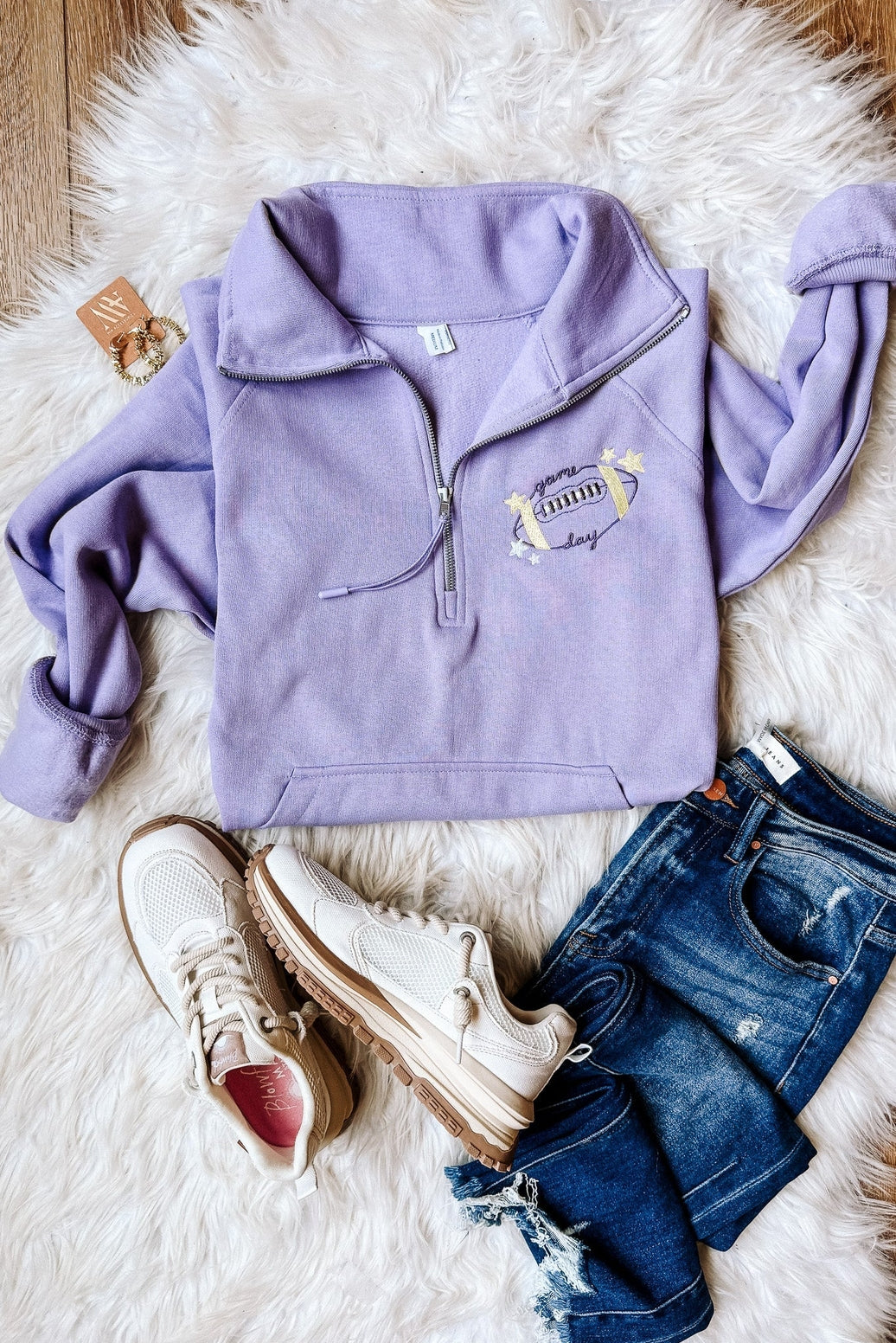 Football Game Day Embroidered Half Zip