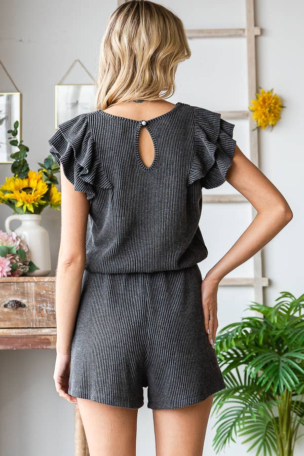 Solid Ribbed Romper