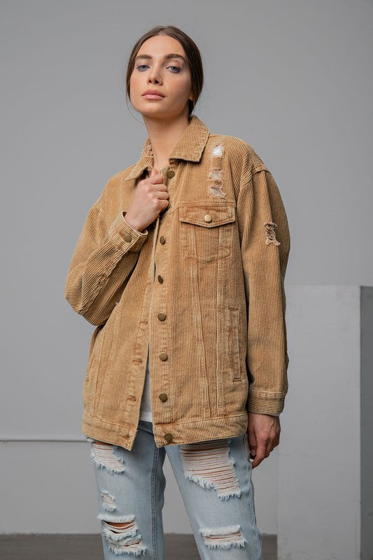 DISTRESSED CORDUROY JACKET