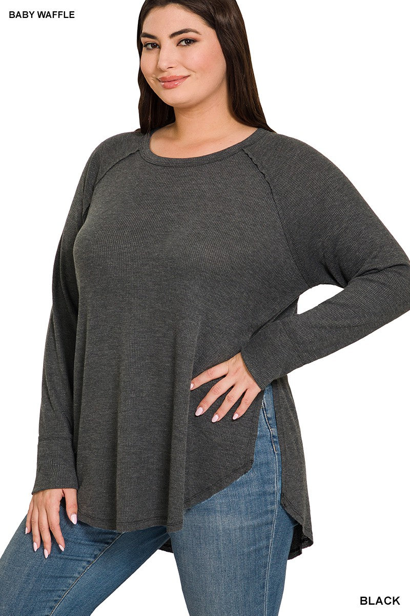 Curvy BABY WAFFLE RAGLAN SLEEVE TOP