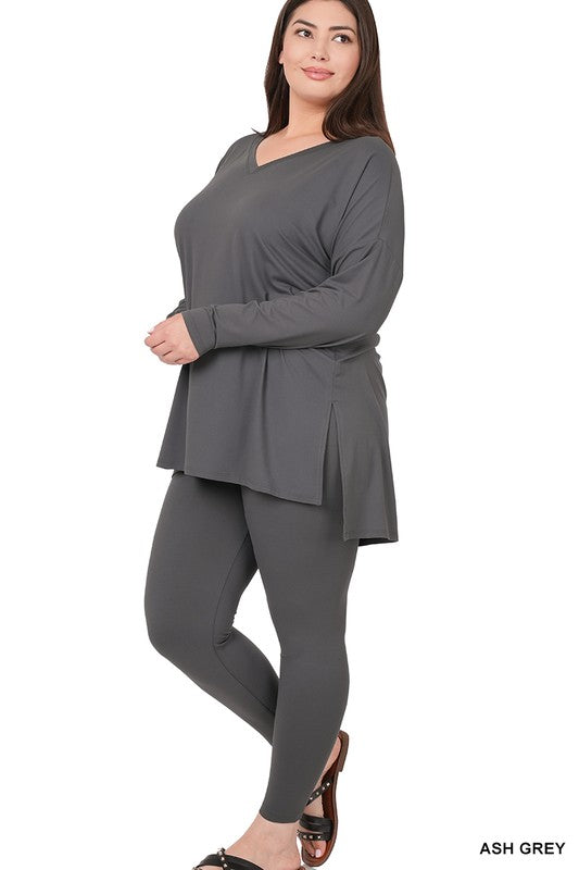 Curvy PLUS BRUSHED DTY MICROFIBER LOUNGEWEAR SET