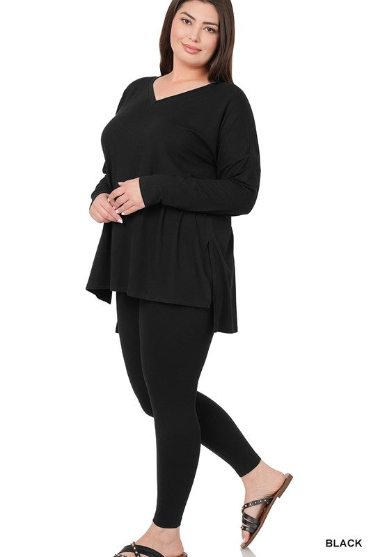 Curvy PLUS BRUSHED DTY MICROFIBER LOUNGEWEAR SET