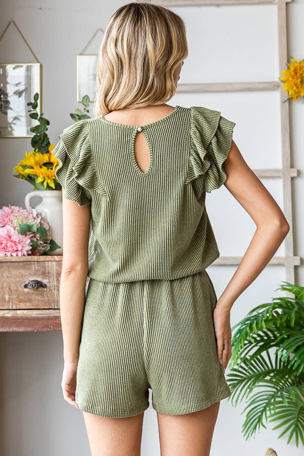 Solid Ribbed Romper