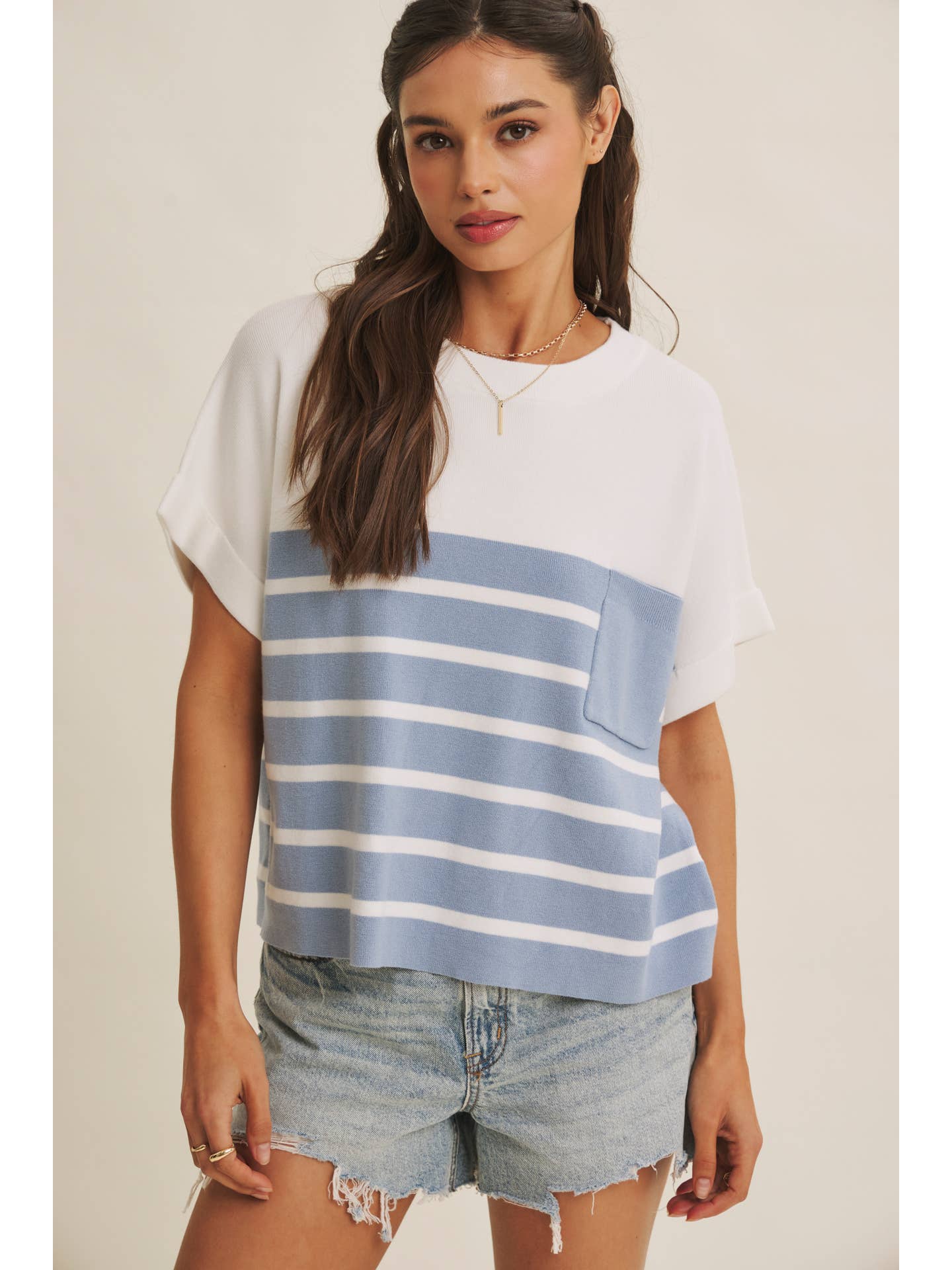 Buttery Soft Effortless Everyday Striped Viscose Sweater