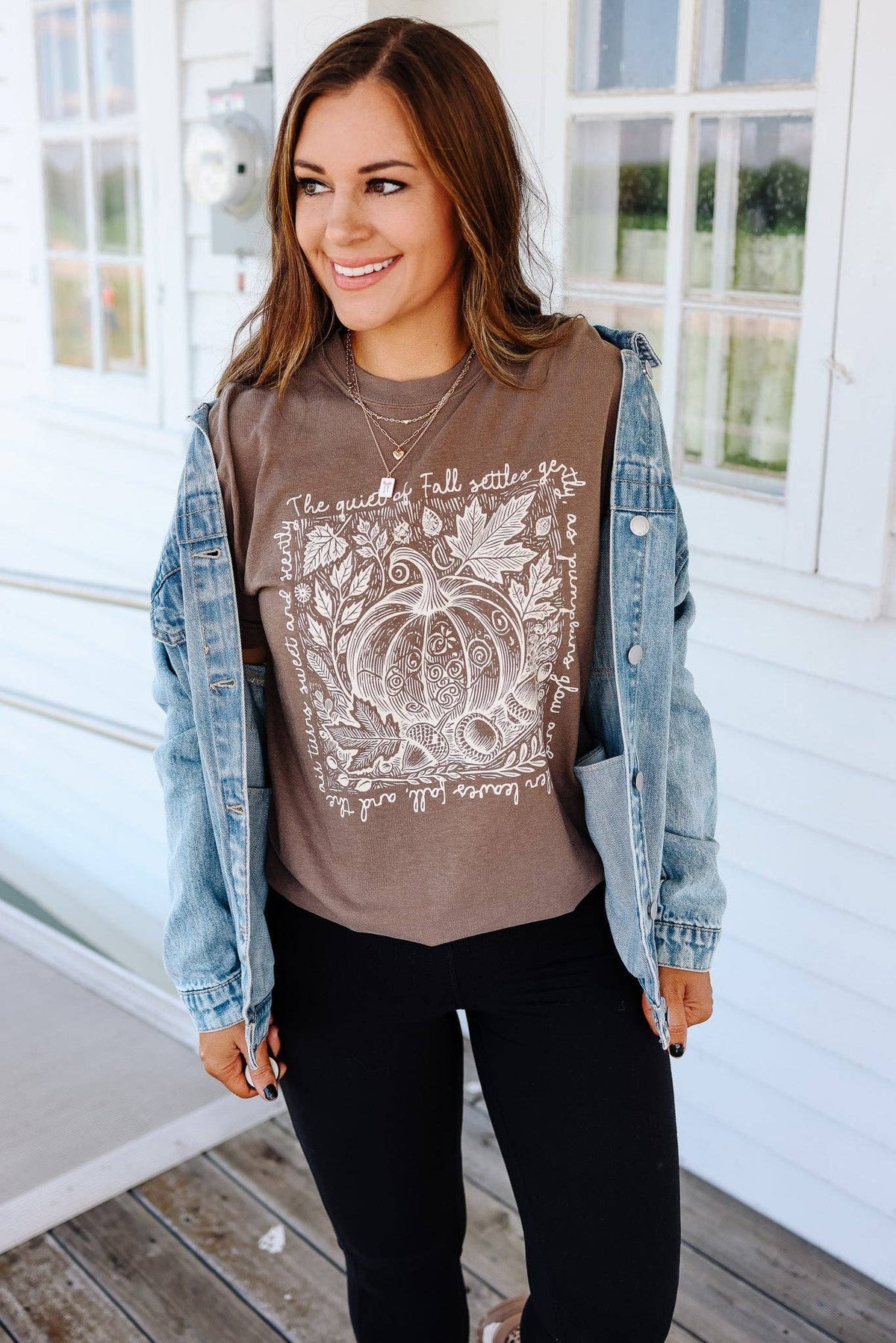 The Quiet Of Fall Graphic Tee - Espresso