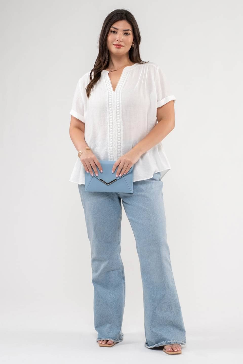Curvy Floral Lace Woven Top