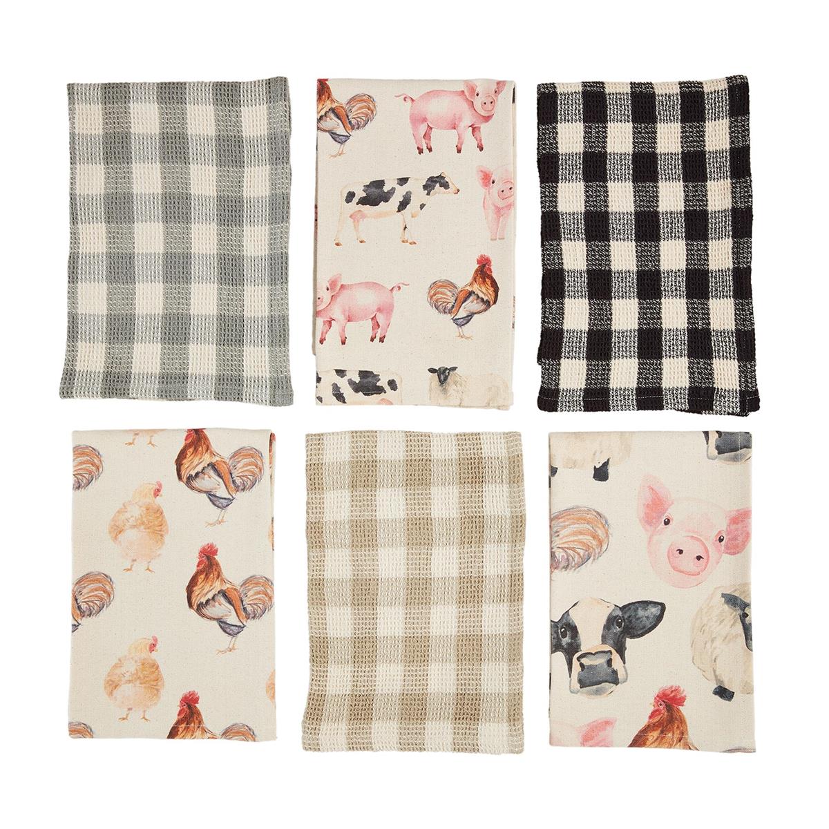 FARM ANIMAL & CHECKED TOWELS
