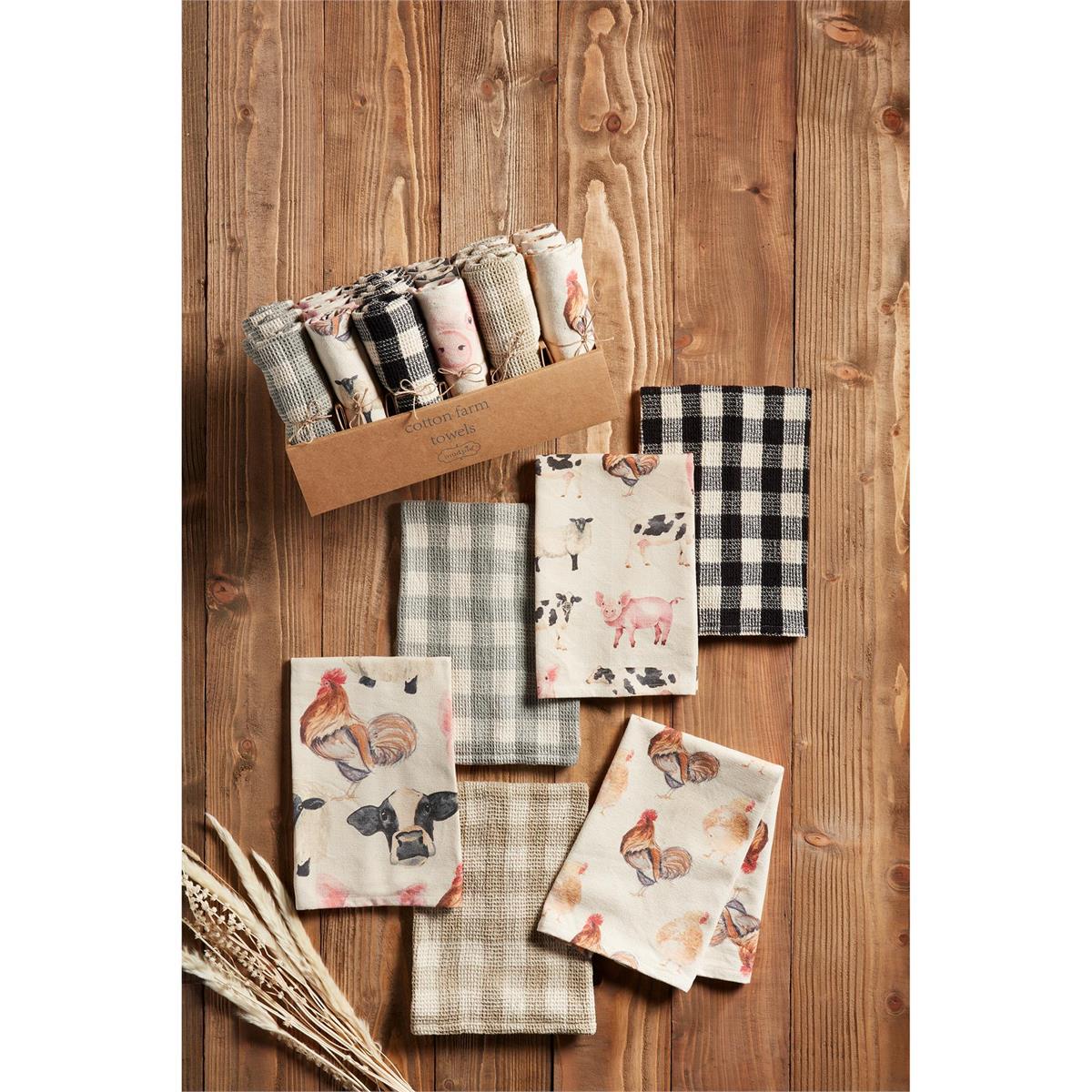 FARM ANIMAL & CHECKED TOWELS