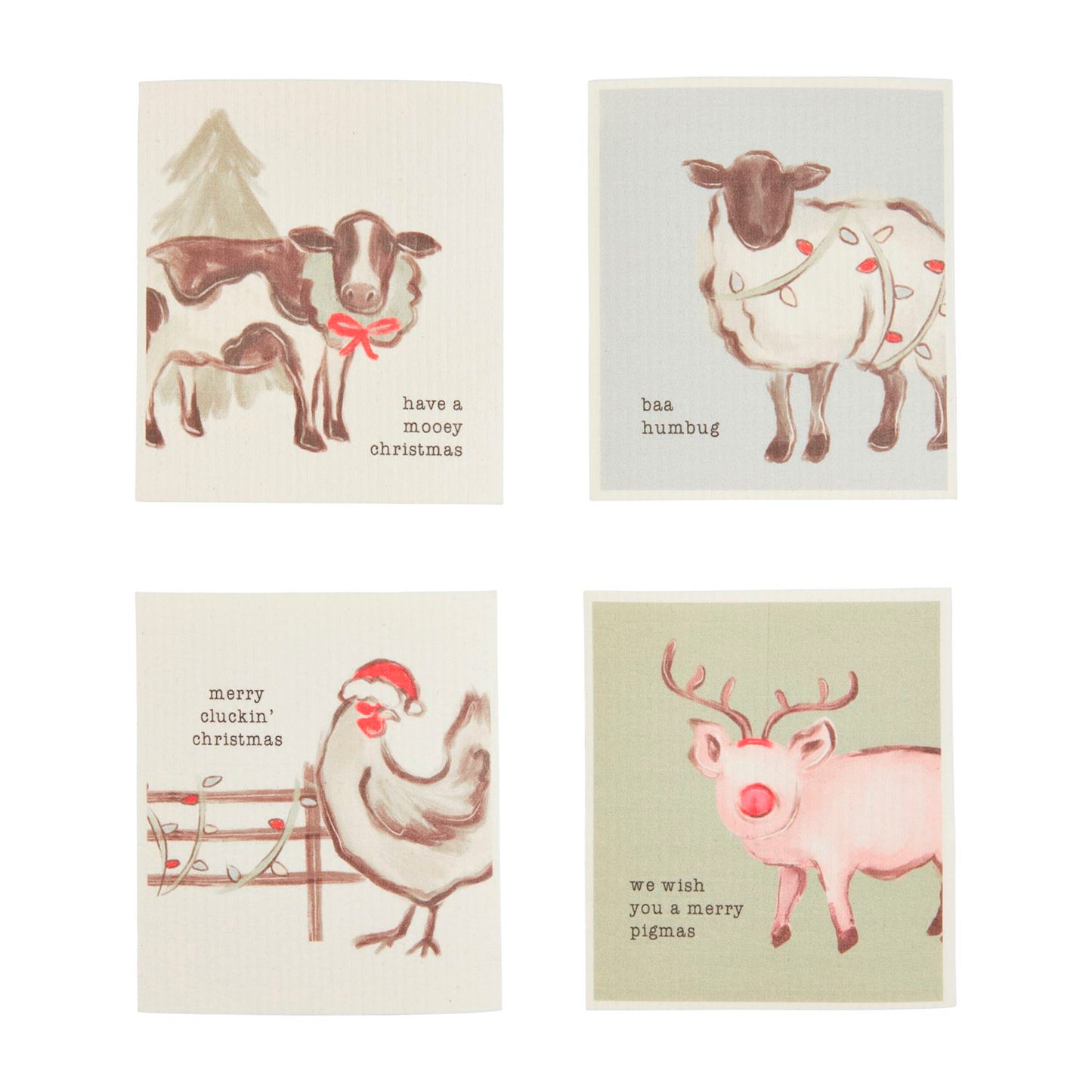 Christmas Farm Animal Sponge dish cloth