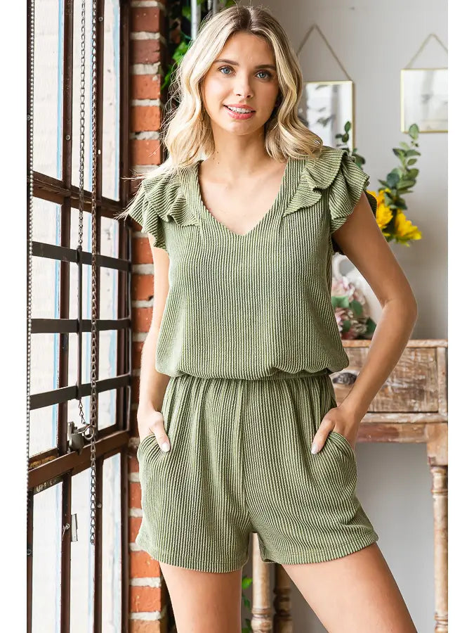 Solid Ribbed Romper