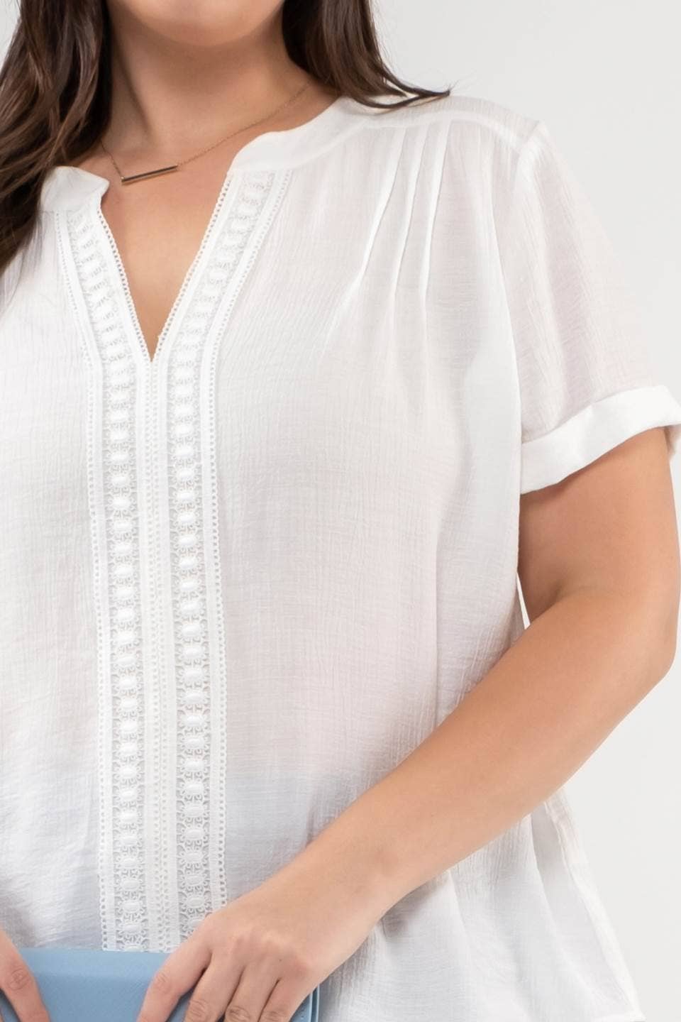 Curvy Floral Lace Woven Top