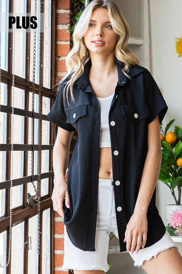 Curvy Crinkle Short Sleeve