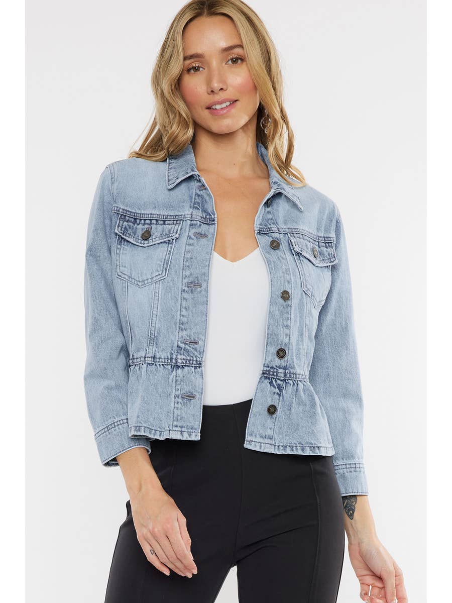 Open Pack Classic Fit Peplum Denim Jacket