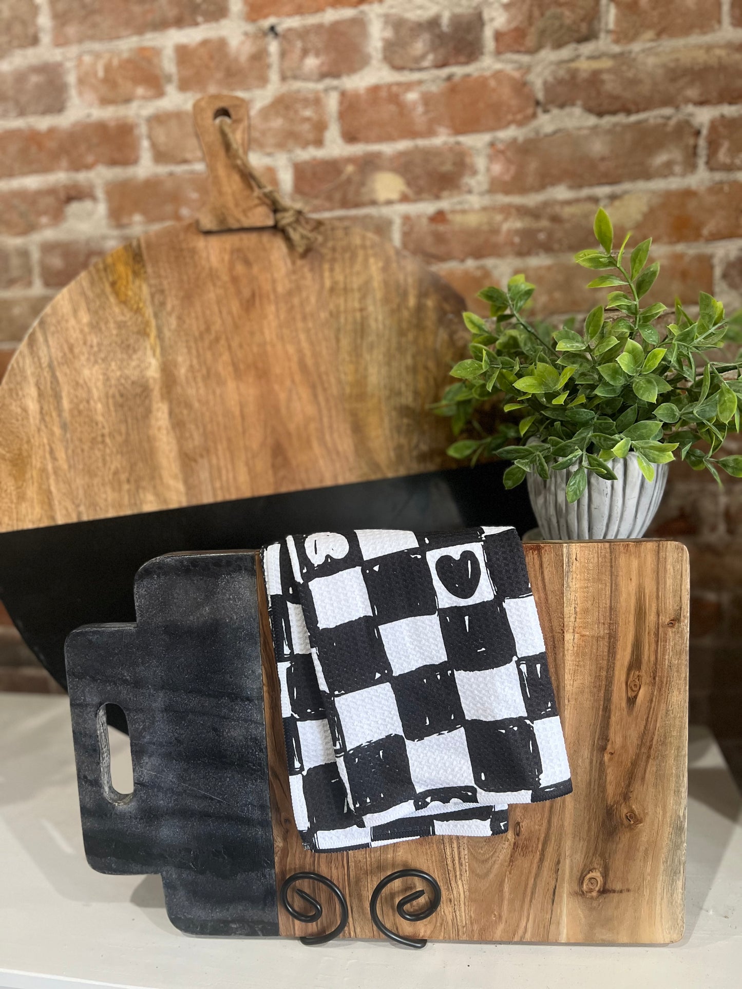 Geometry - Checkered Hearts Tea Towel
