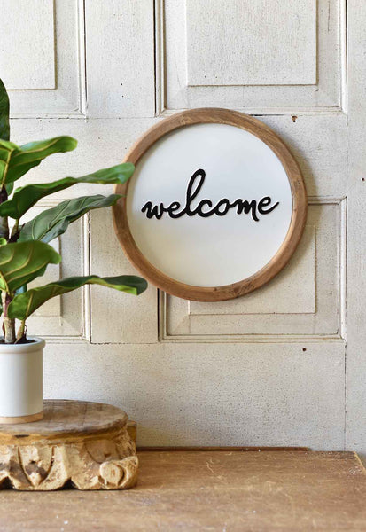 Round Metal & Wood Sign