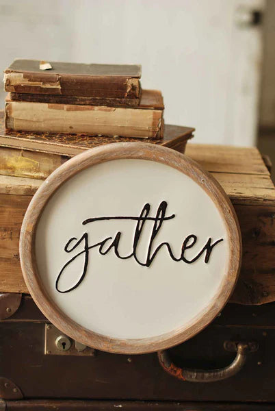 Round Metal & Wood Sign