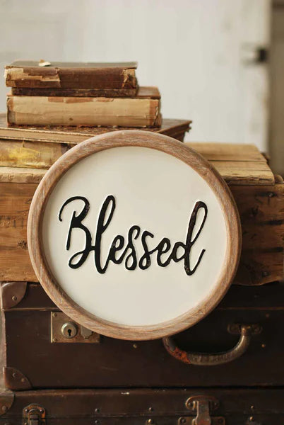 Round Metal & Wood Sign