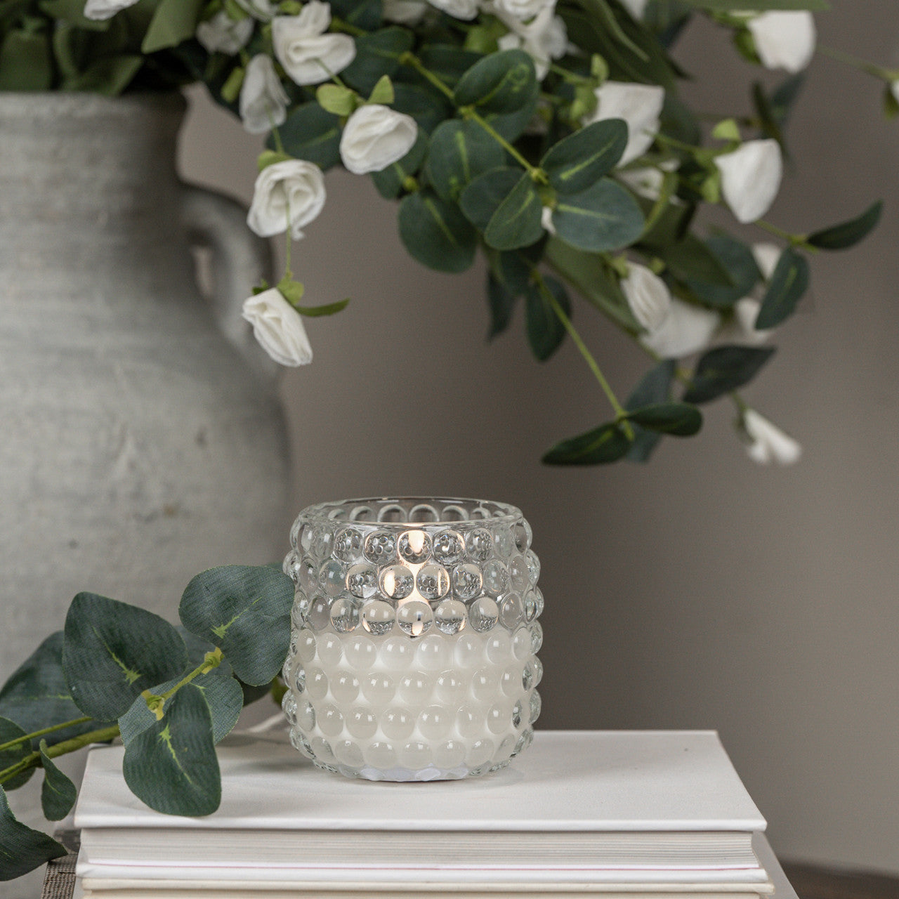 3.5" Hobnail Glass 3D Flame Candle