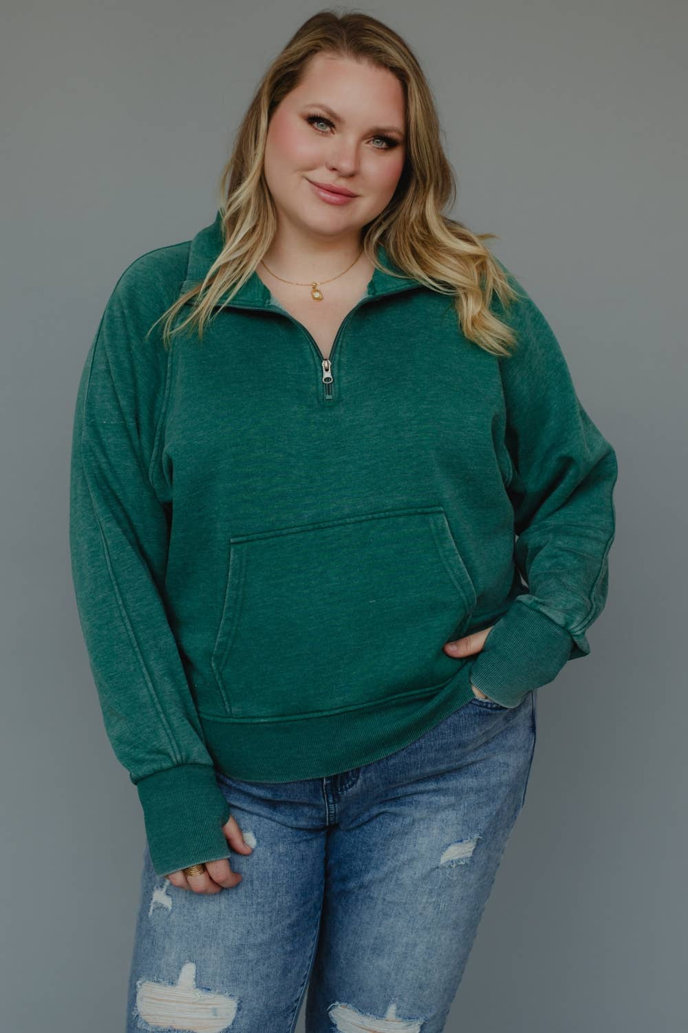 XXL Dk Green Quarter Zip Sweatshirt