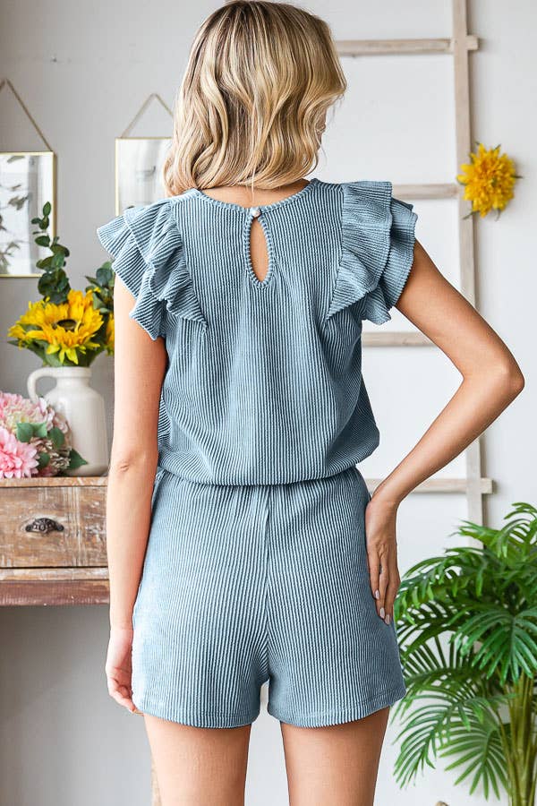 Solid Ribbed Romper