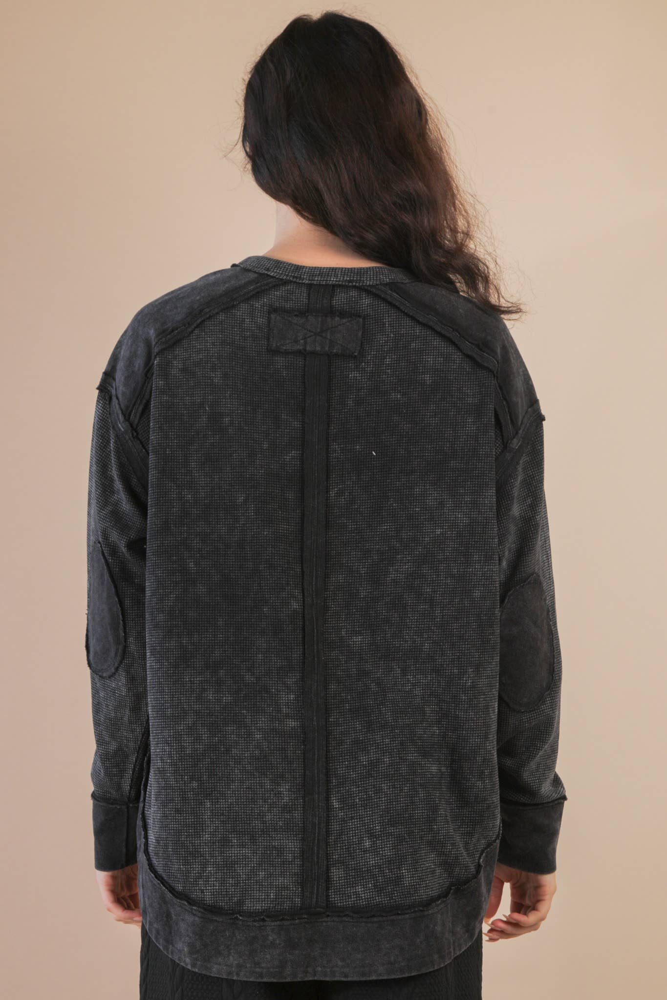 PLUS SIZE Sage Mineral Washed Contrast Knit Top