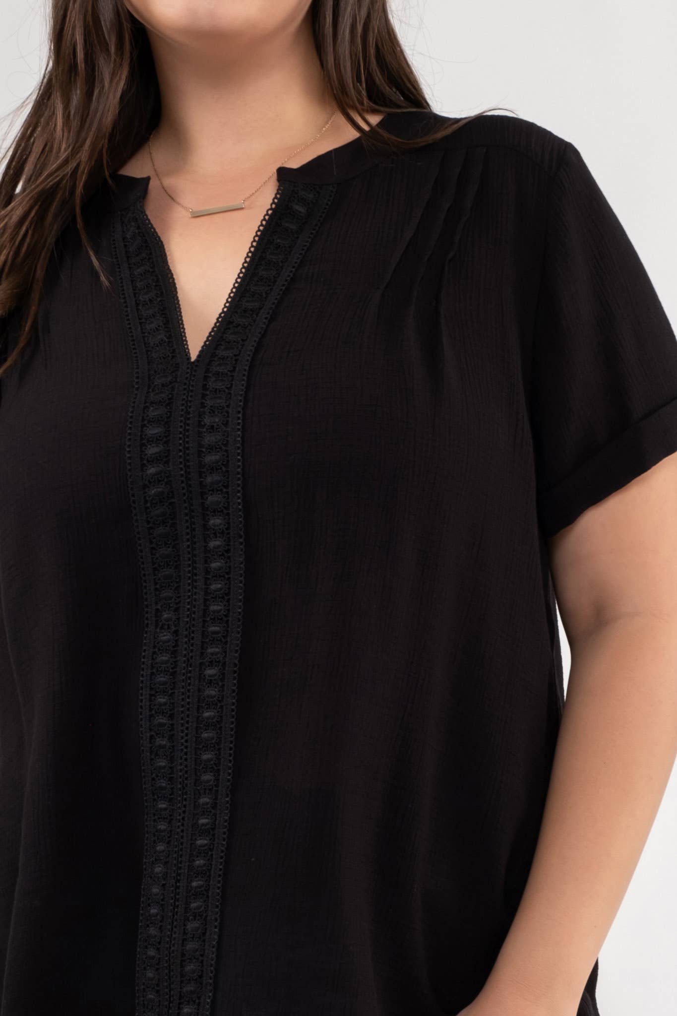 Curvy Floral Lace Woven Top