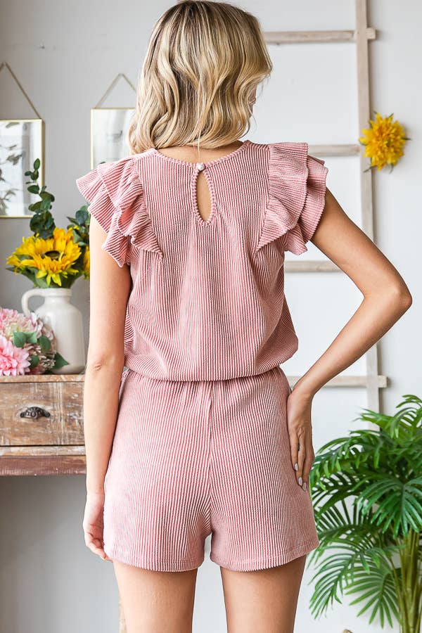 Solid Ribbed Romper