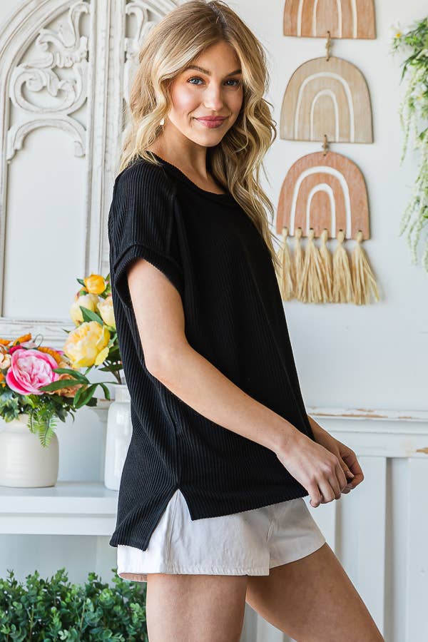 SOLID RIB TUNIC TOP
