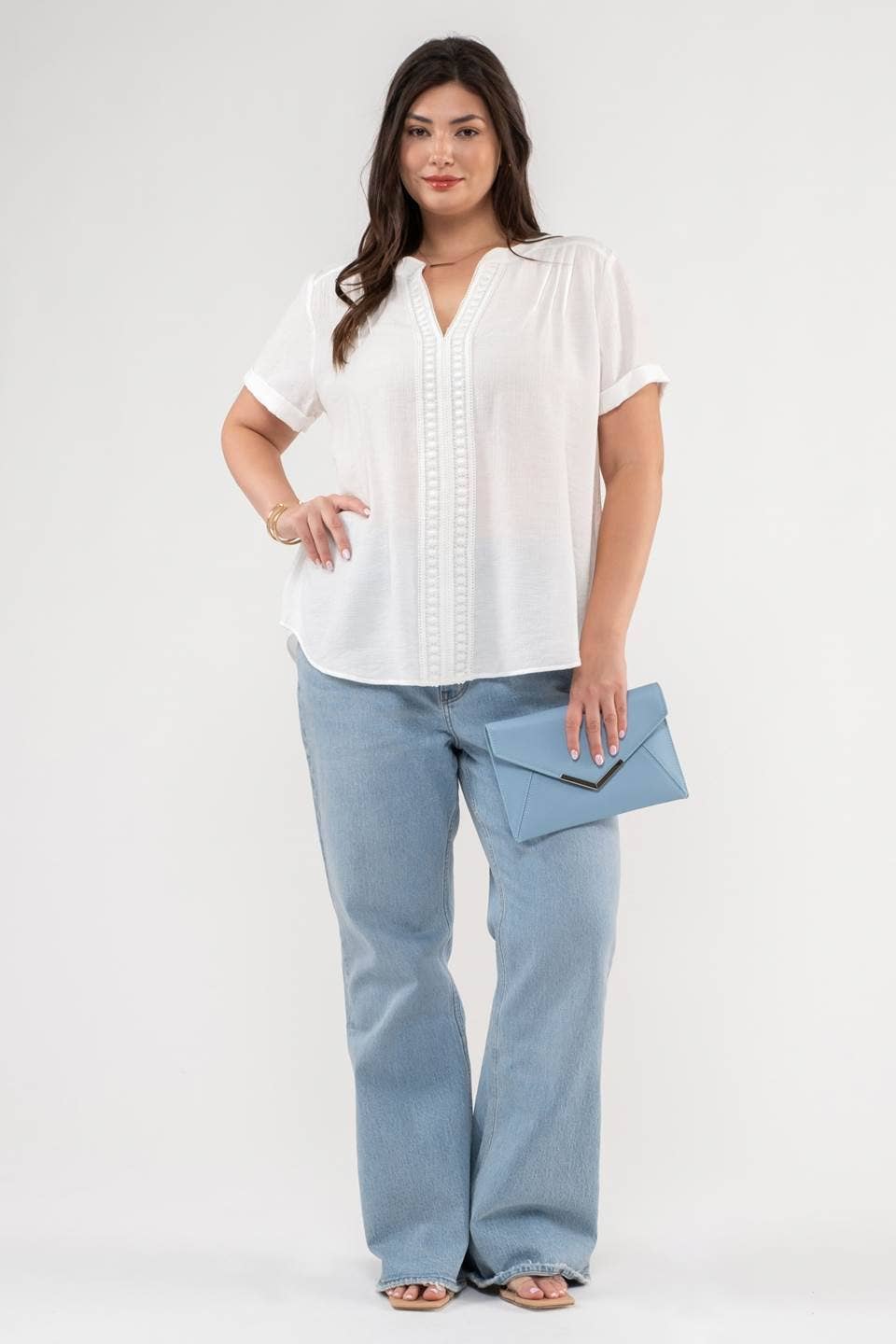 Curvy Floral Lace Woven Top