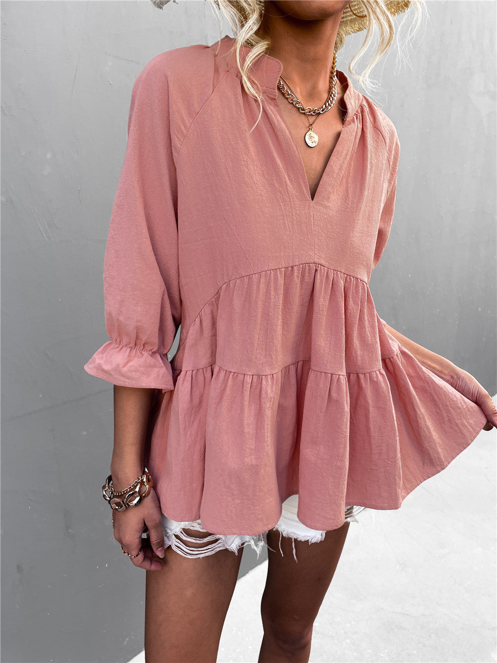 Women's Long Sleeve V Neck Top