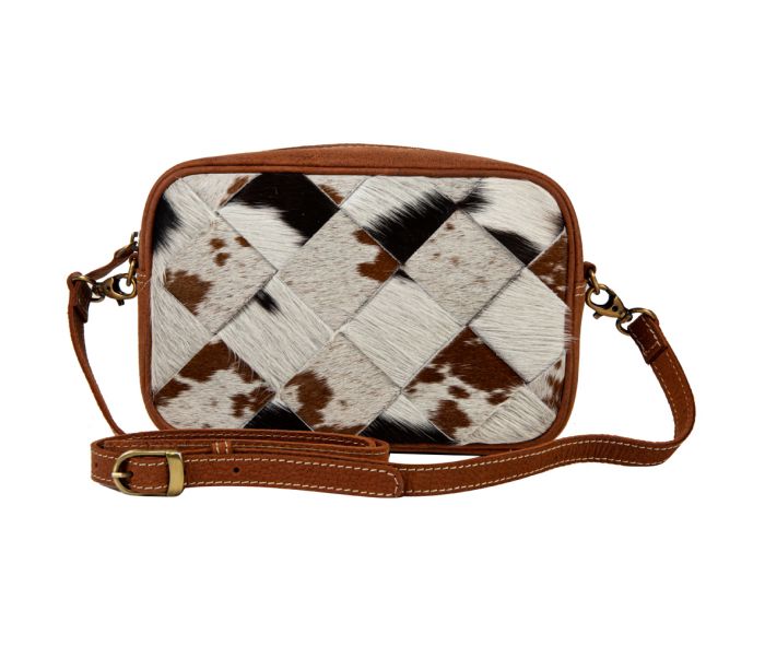 PECOS RISING WEAVE PATTERN HAIRON & LEATHER BAG