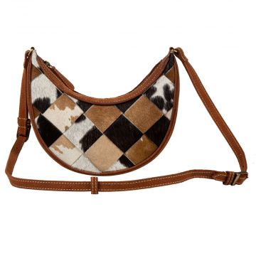 Pecos Rising Weave Pattern Swoop Bottom Leather Hairon Bag