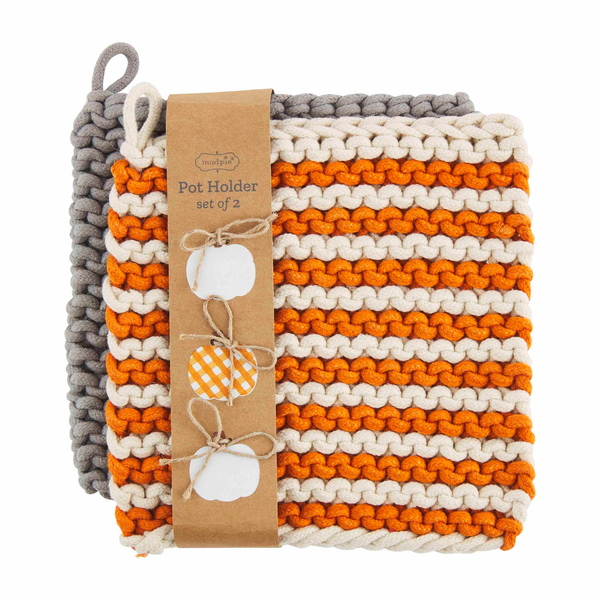 ORANGE CROCHET POT HOLDER SET