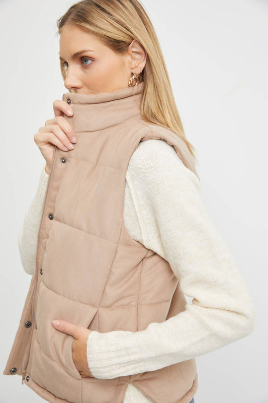 Padded Vest -taupe