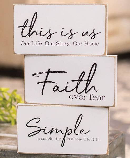 Faith Over Fear Rectangular Block, 3 Assorted