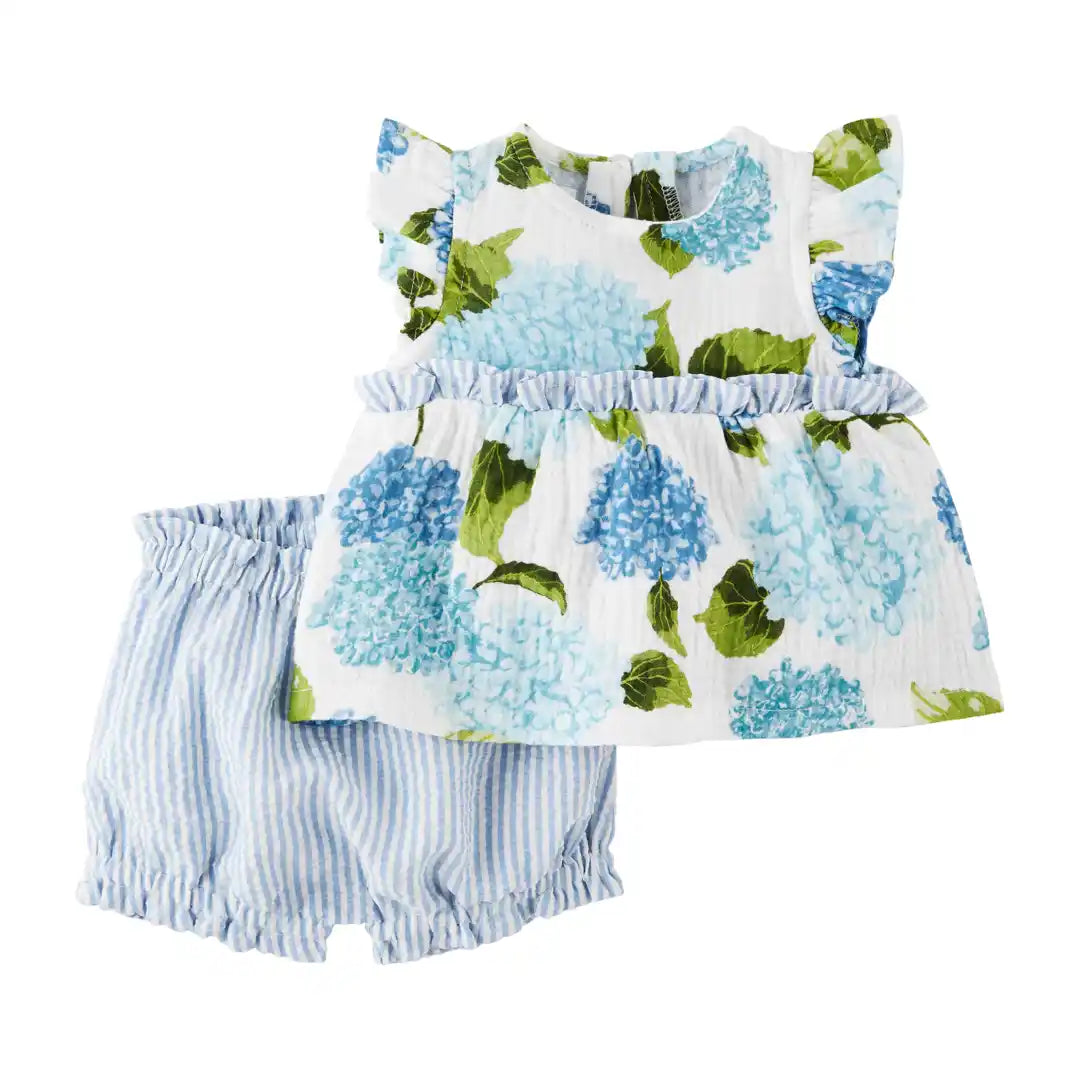 Blue Hydrangea Pinafore Set 2
