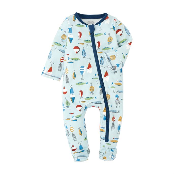 MUD PIE FISHING LURE ZIPPER FOOTIE - 0-3 MONTHS