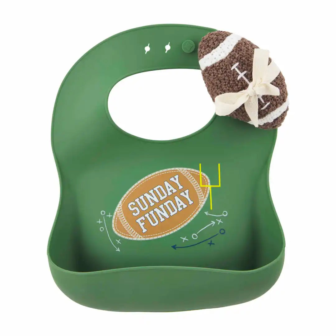 FOOTBALL BIB AND RATTLE SET
