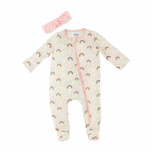 Cream Rainbow Sleeper & Headband Set