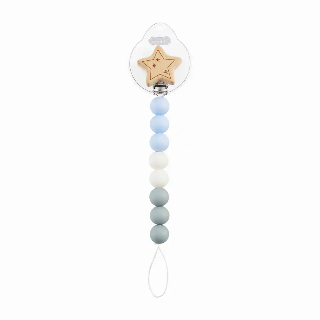 WOOD YELLOW MOON Pacifier Clips