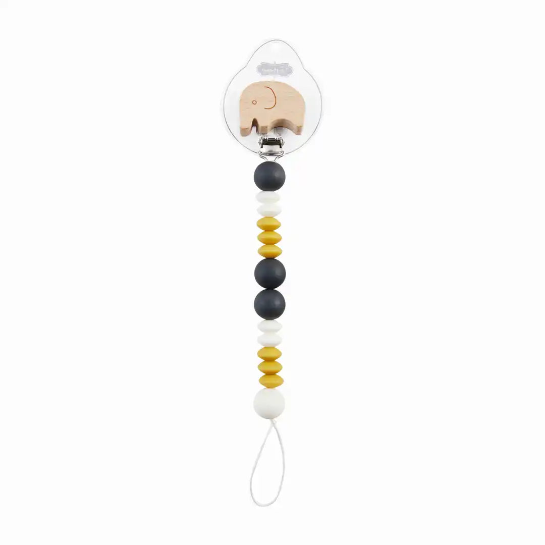 WOOD YELLOW MOON Pacifier Clips