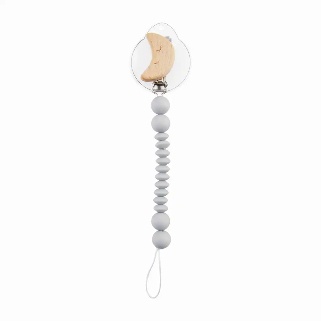 WOOD YELLOW MOON Pacifier Clips
