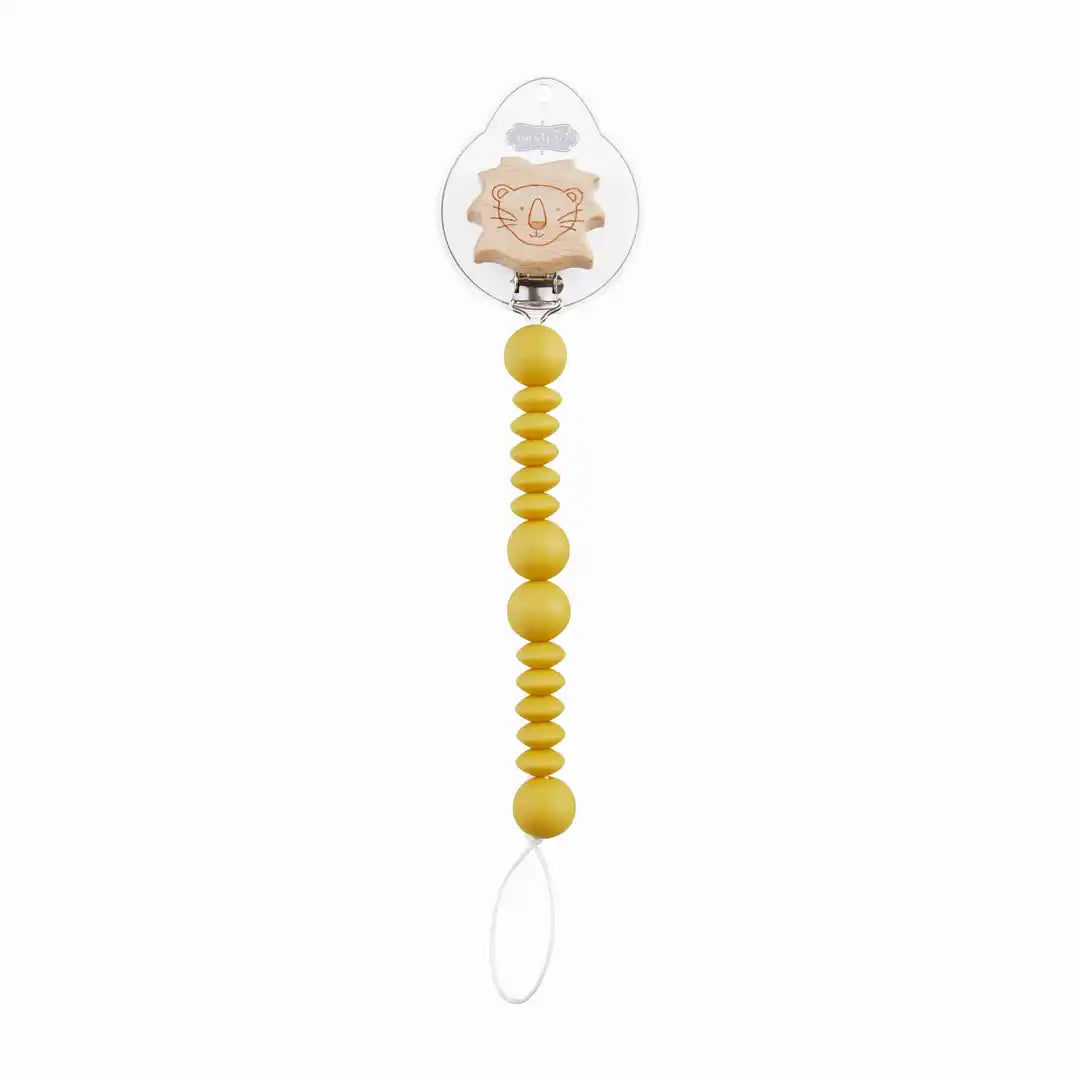 WOOD YELLOW MOON Pacifier Clips