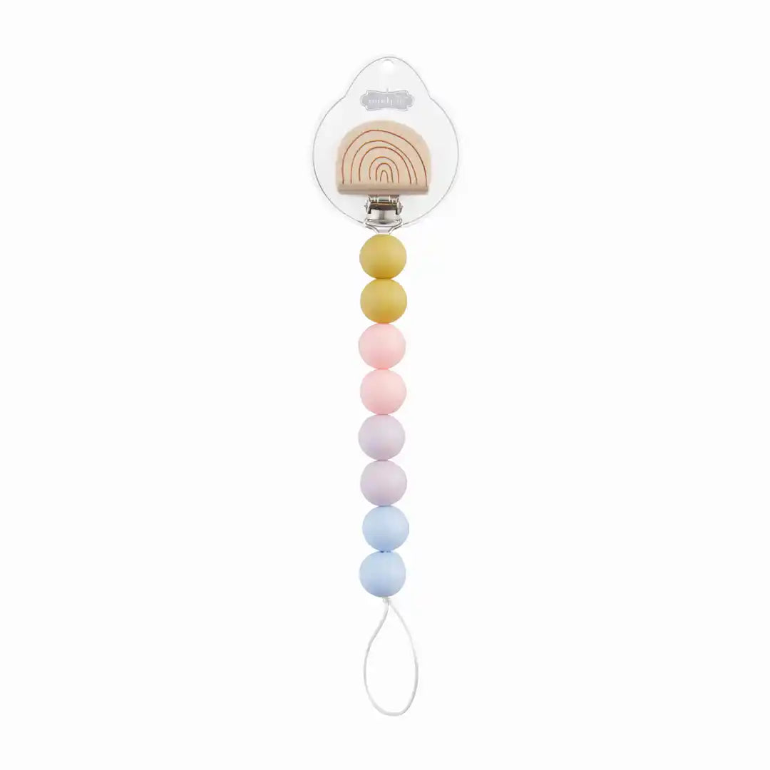 WOOD YELLOW MOON Pacifier Clips