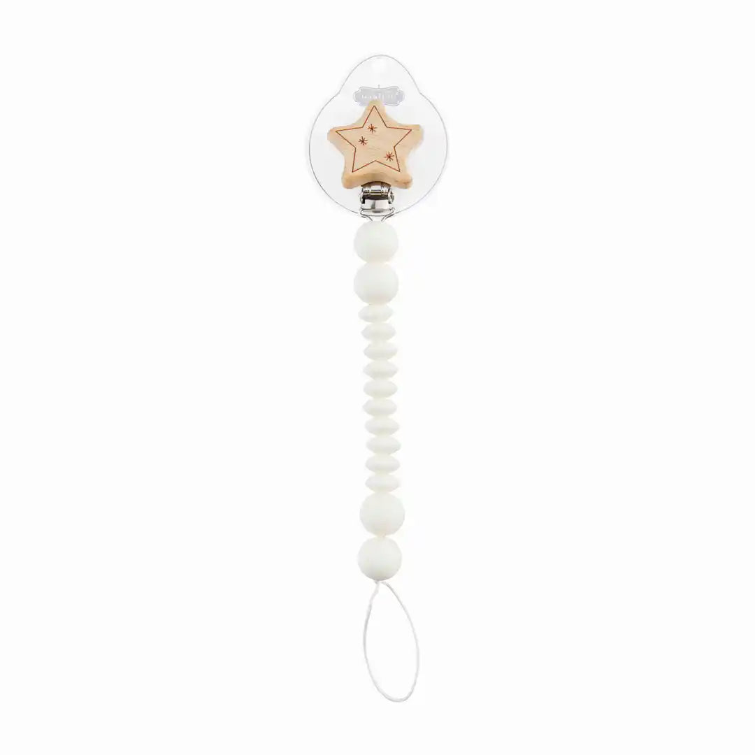 WOOD YELLOW MOON Pacifier Clips