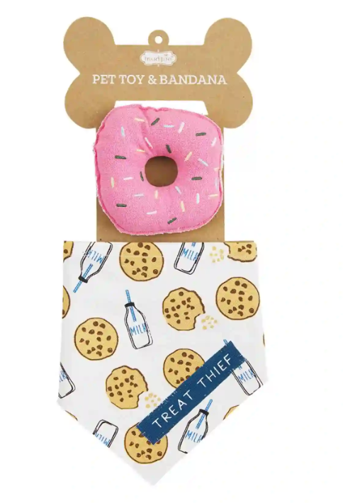 DONUT PET TOY BANDANA SET